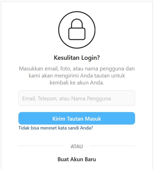 cara mengembalikan akun Instagram dengan reset password